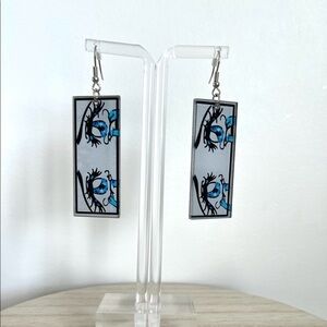Crying Anime Eyes Drop Earrings | Blue Color